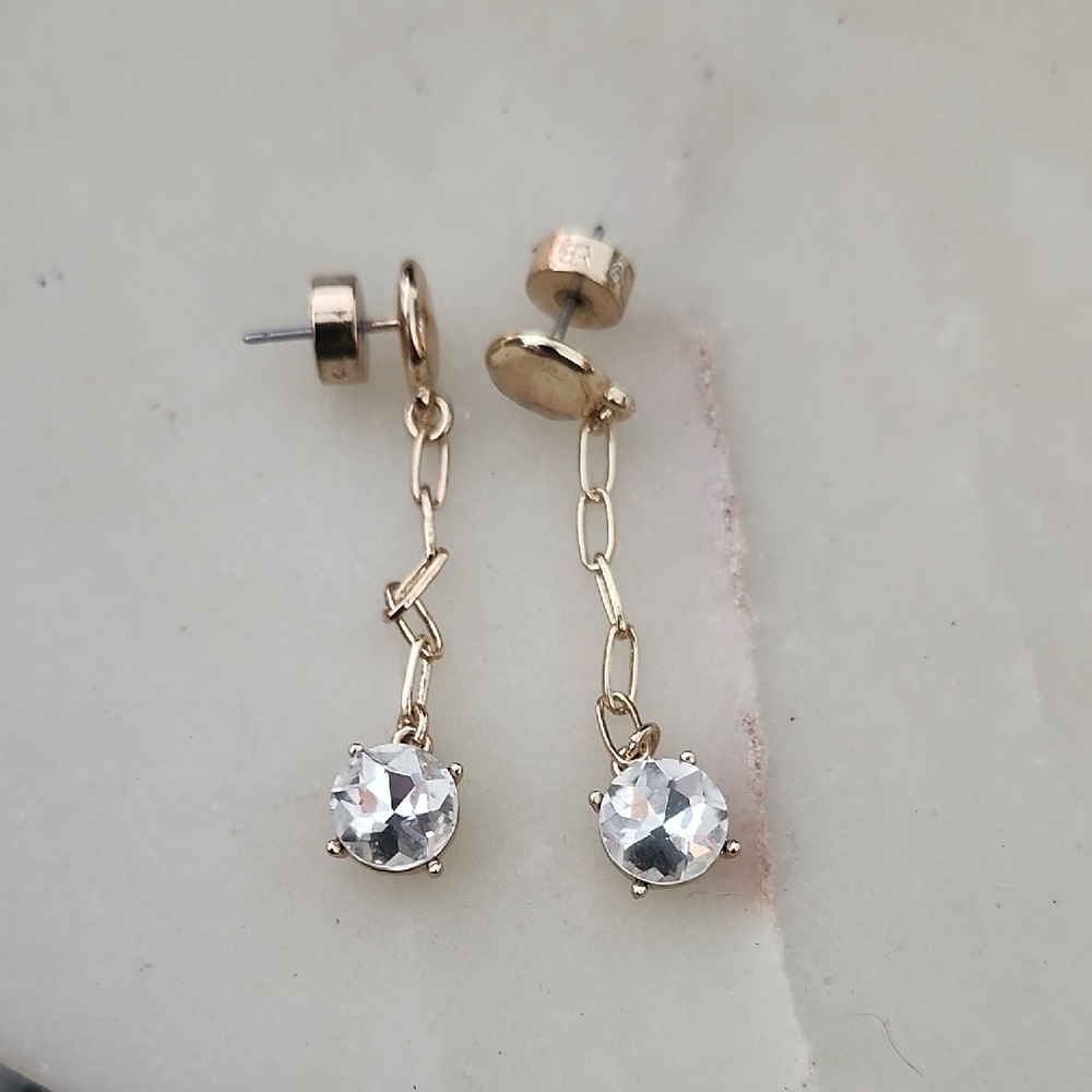 Banana Republic Gold Tone CZ Drop Earrings